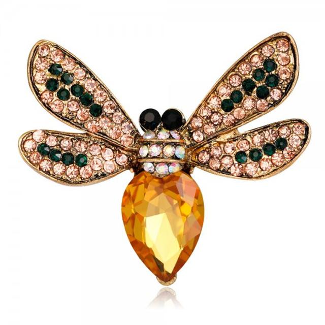 Voguish Stylish Enamel Insect Series Brooches Women Men Delicate Little Bee Pin Brooch Crystal Stone Rhinestone Brooches Pin Jewelry Souvenir