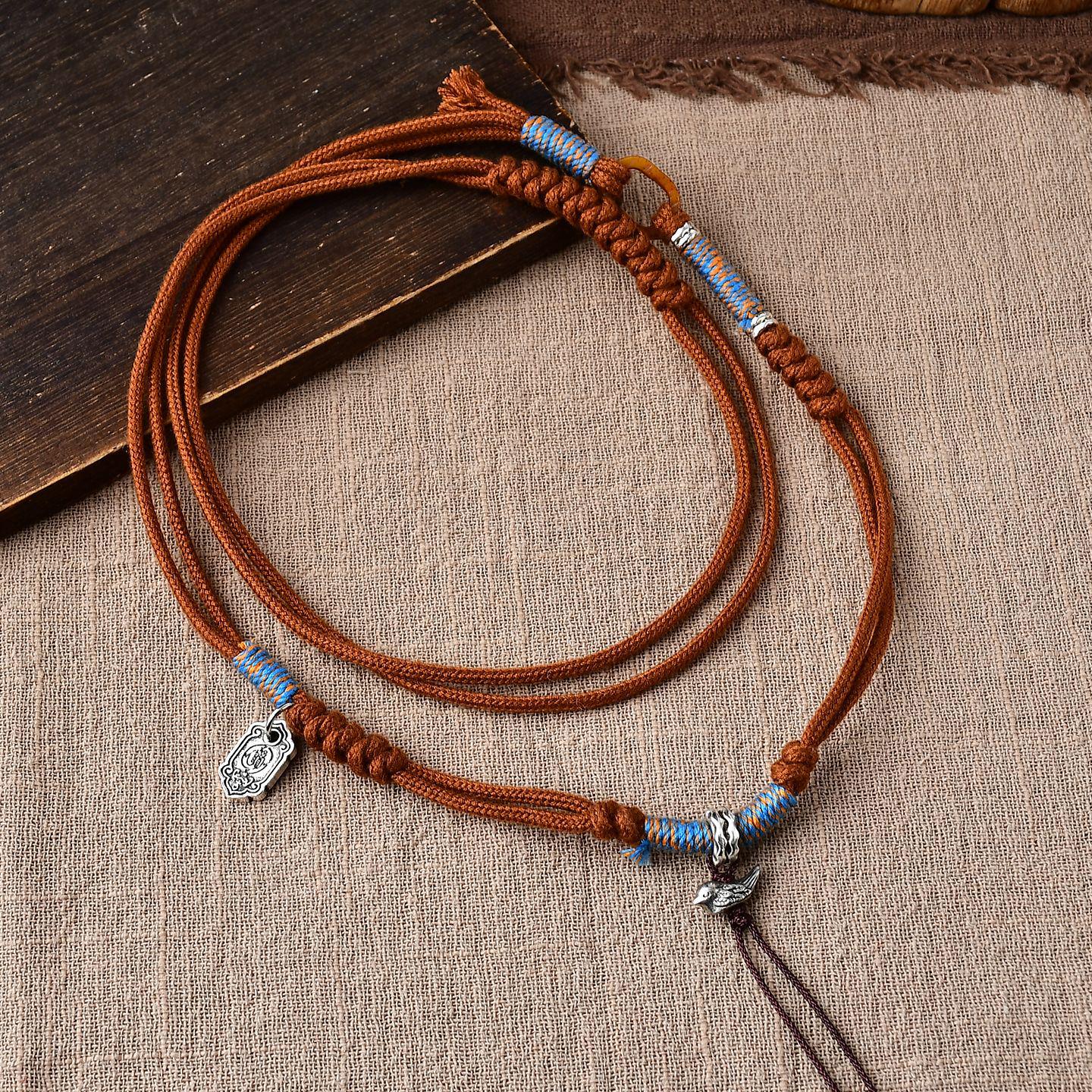 Tibetan Silver & Camel Bone Handwoven Unisex Pendant