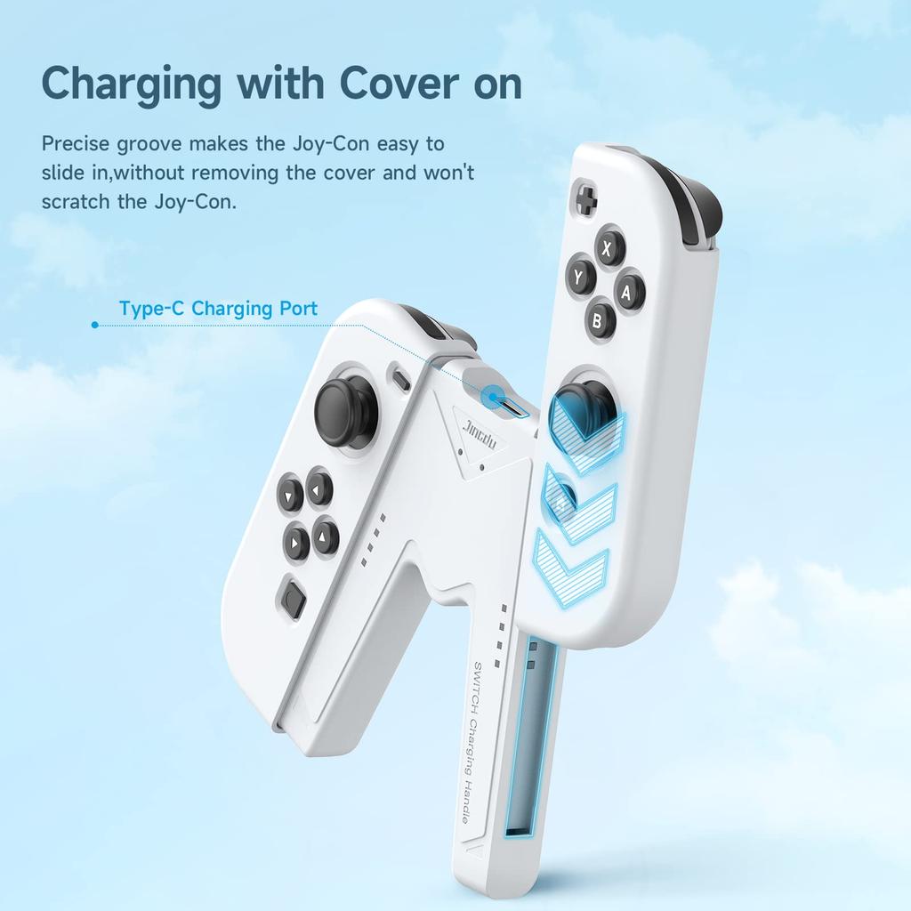 Switch Charging Compatible with Nintendo Switch OLED with White Joy-Con Grip, V-Shaped, & Models, Indicator,
