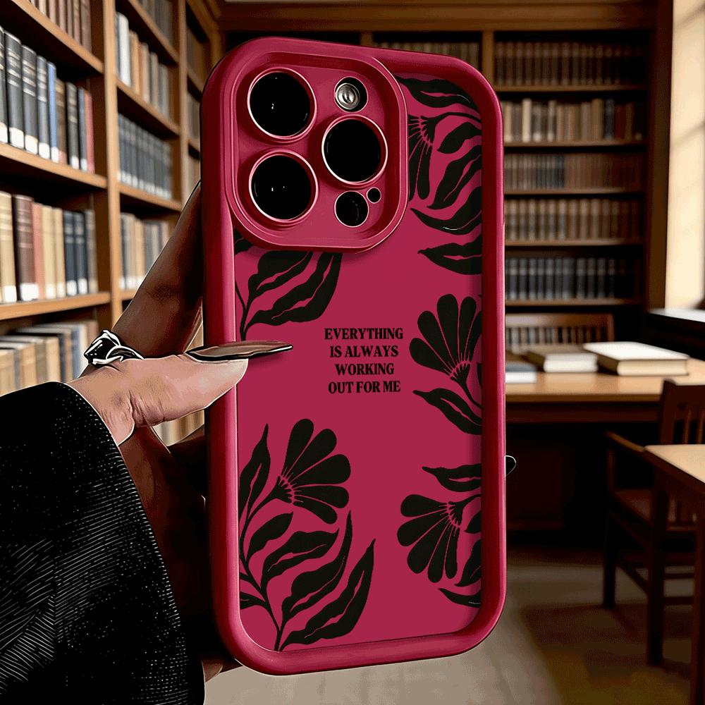 Black Floral Silhouette Soft TPU Shockproof Case For Xiaomi Redmi Note 15 14 13 12 11 Pro Anti-Fall Protective Back Cover