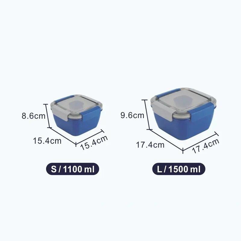 1100 ml 1500 ml Tragbarer Lunchbox-Behälter 2-lagige Gitter-Salatschüssel Bento-Boxen Salatschüsseln Lunchbox Lunchbehälter für Lebensmittel