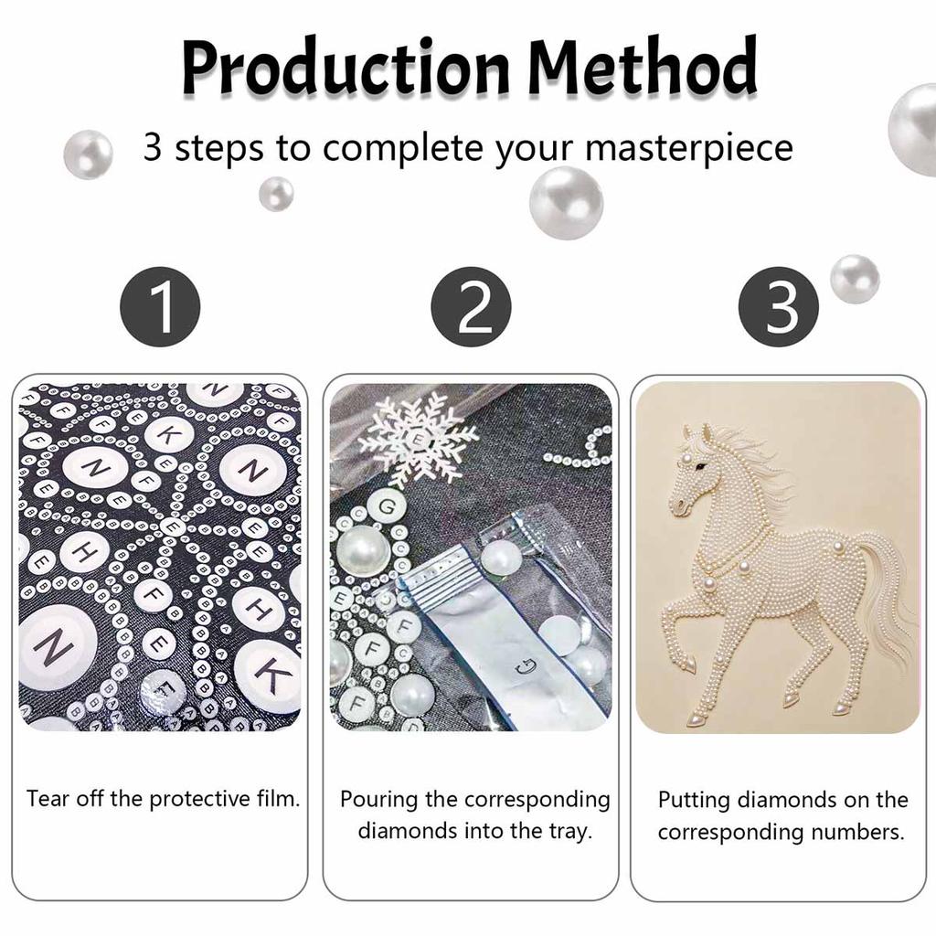 5D DIY Pearl Diamond Painting Kit Majestic Horse Full Drill Embroidery Mosaic Art Home Wall Decor Gift