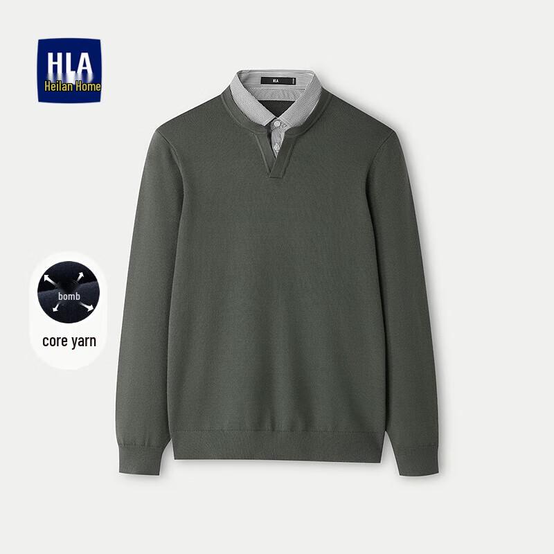 HLA Men s Faux Two-Piece Knit Sweater L