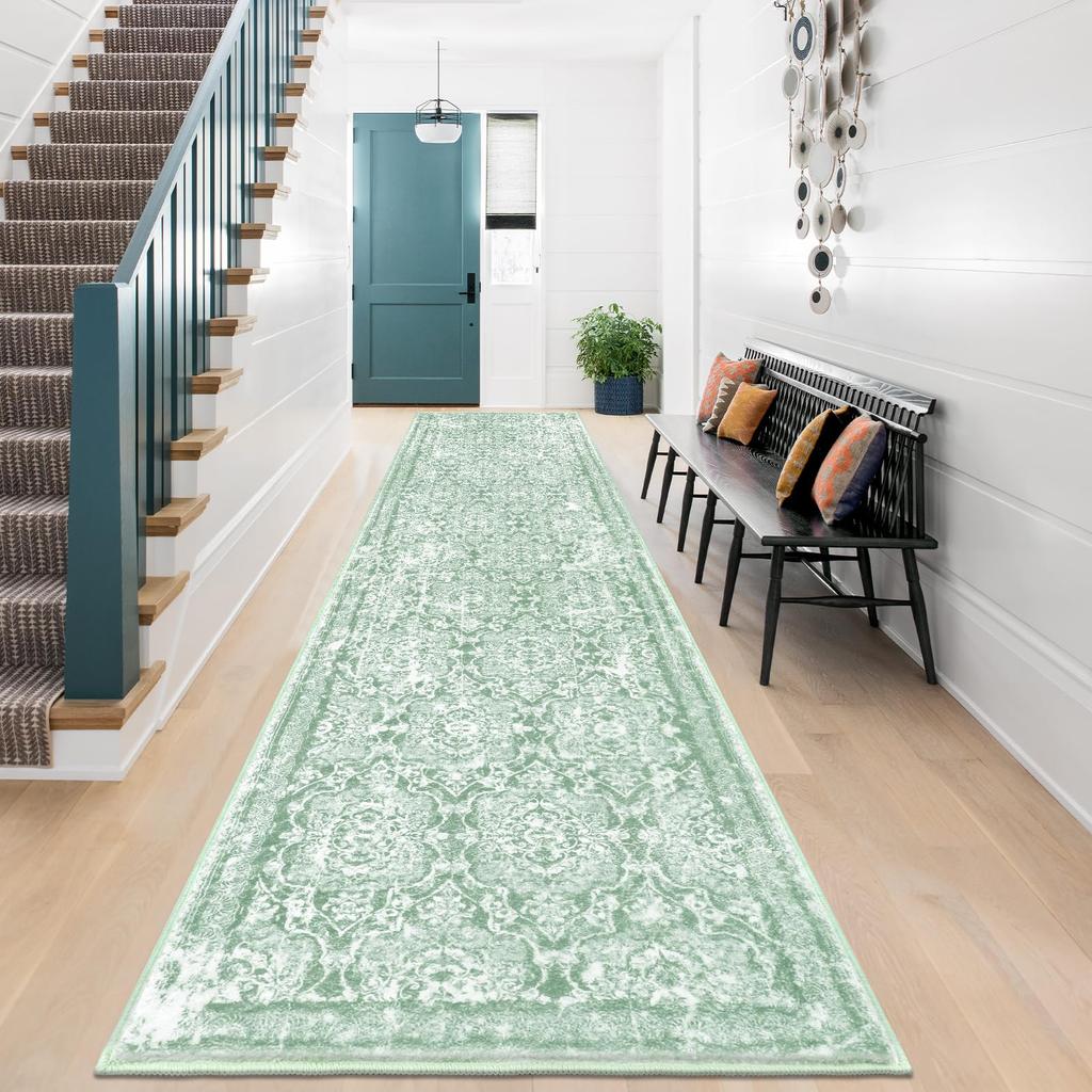 Corridor Running Retro Soft Washable Carpet Runner, Non-Slip Entrance Mat, Suitable for Kitchen Carpets and Bedrooms