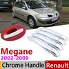 For Renault Megane II MK2 2 2002~2009 Chrome Door Handle Cover Car Accessories Stickers Trim Set 2003 2004 2005 2006 2007 2008