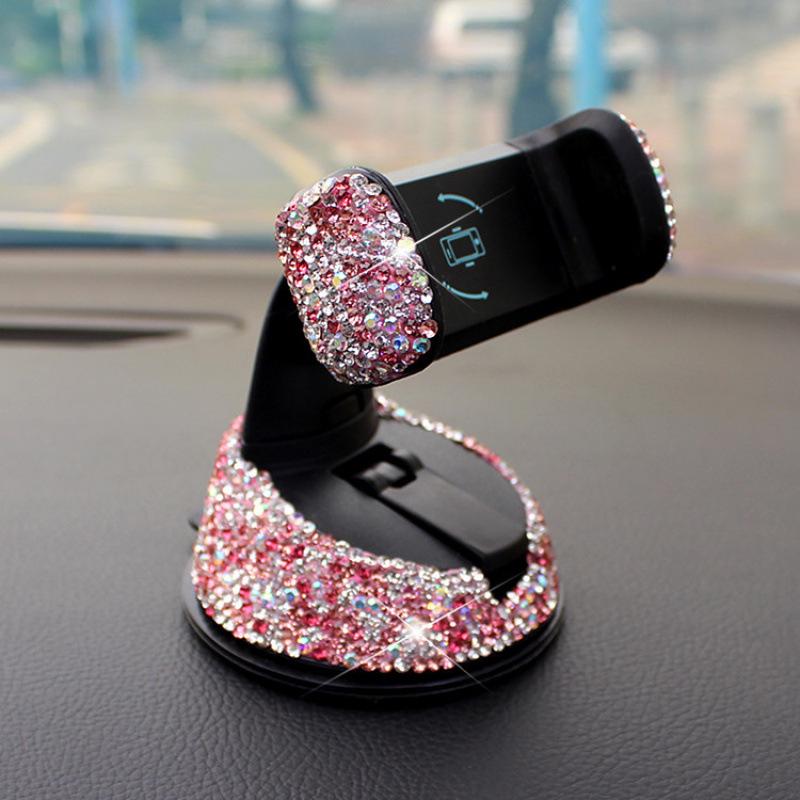 

Diamond-Studded Car Phone Holder with Air Vent and Suction Base - Universal, Multifunctional Mount розовый/алмаз
