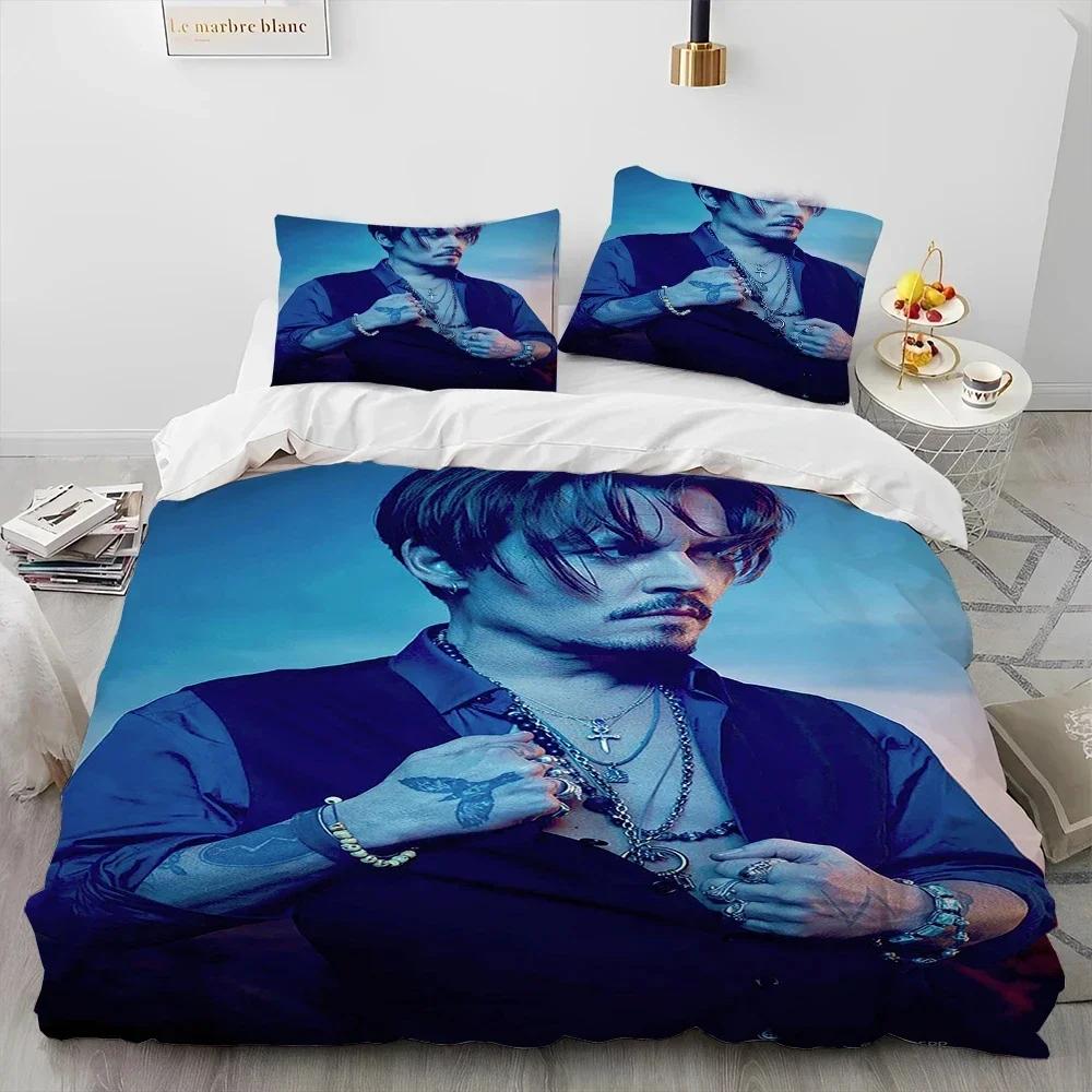 3D Printing Johny Dep Series Warm Comforter Beding Set,Soft Duvet Cover Bed Linen Set Comfortable Quilt Cover Pilowcase,king Quen Sized Dimensions