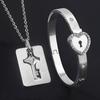 Couple Stainless Steel Bracelet Love Heart Lock Key Pendant Necklace For Women Men Valentine Gift Jewelry