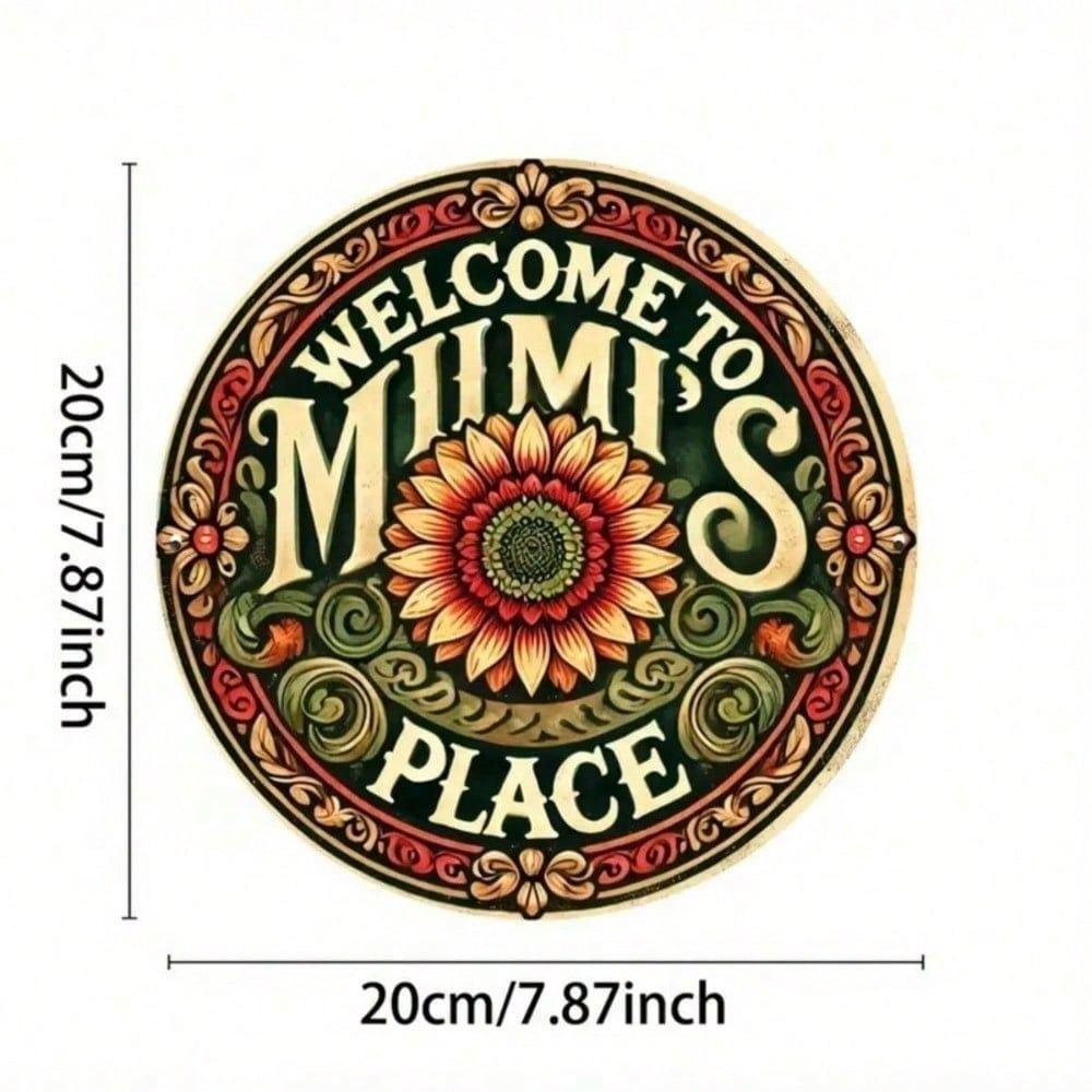 Metal Wall Art, Round Sunflower Sign Welcome To Mimis Sunshine, Home Gift
