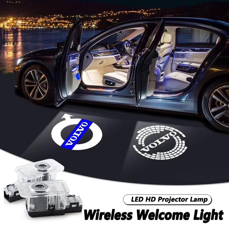 AAKZ1 2Pcs LED HD Car Door Welcome Light Projector Lamps For Volvo Rdesign Polestar AWD V50 S60 XC60 S40 XC40 XC90 V60 S80 S90 V90 V70