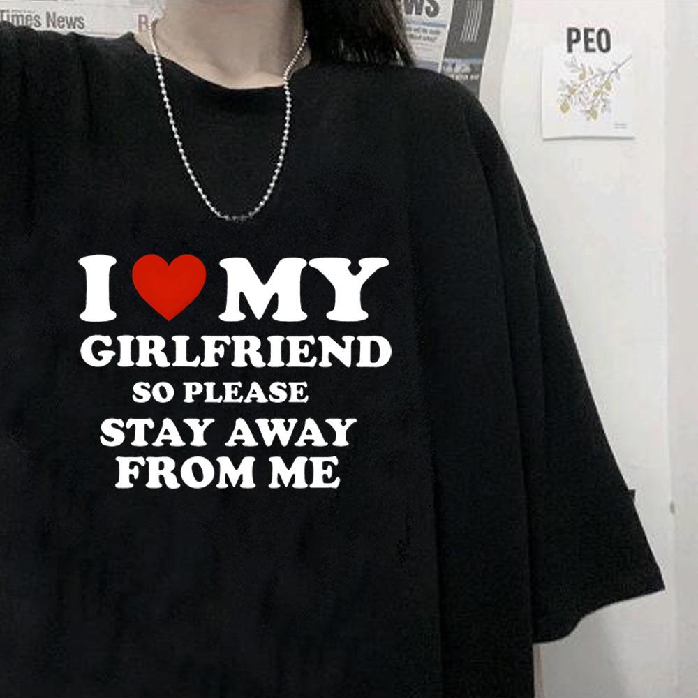 i Love My Boyfriend i Love My Girlfriend t shirt girl Graphic Punk Vintage Y2k Retro tshirt Gothic streetwear Graphic 2000s