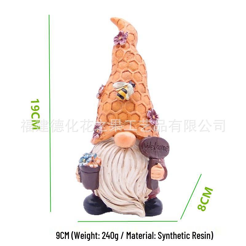 Garden Resin Gnome Decor with Bees and Flowers