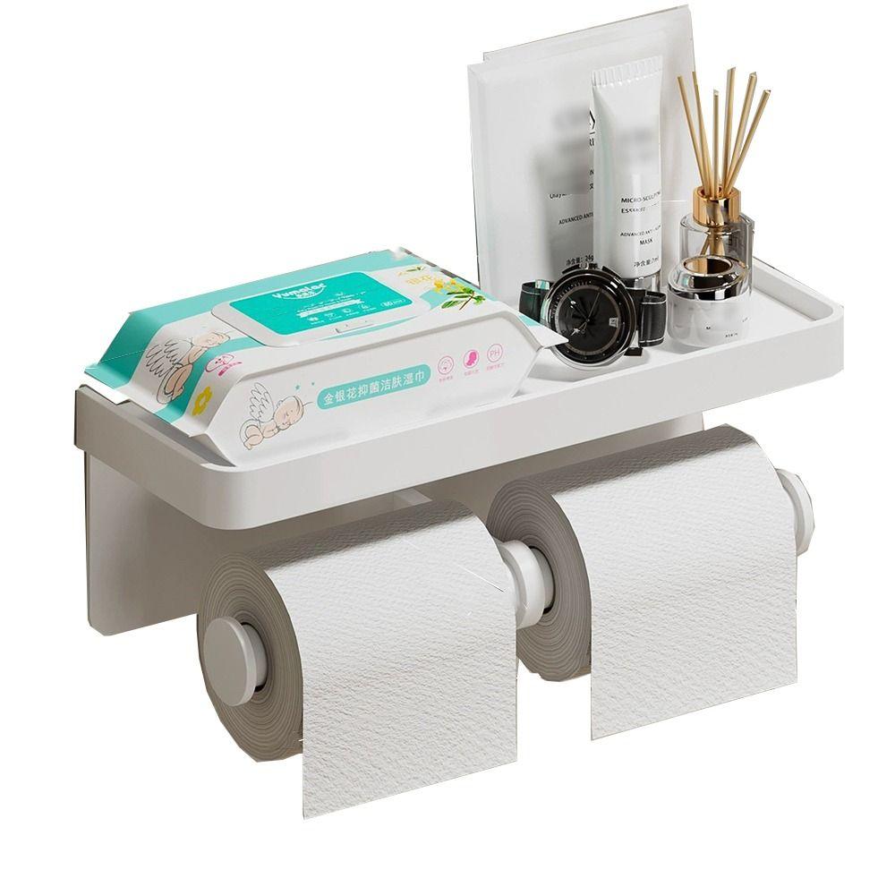 Rustproof Tissue Rack Aluminum Zinc Zinc Alloy Dual Roll Dispenser Sturdy Paper Roll Storage Shelf Apartment