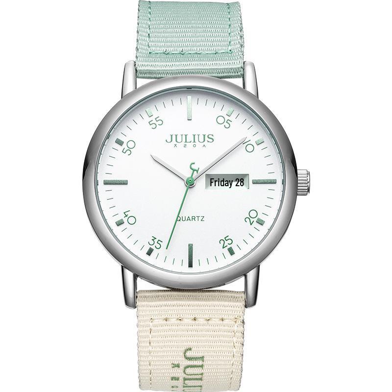 JULIUS Julishi JA-1563: Silent Quartz Waterproof Wristwatch with New Nylon Strap