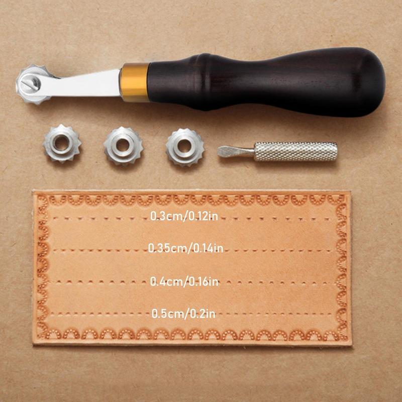 Leathercraft Tools Leather Groover Spacer Crafting Tools Portable Art Accessories Wooden Handle Metal Handcraft Gear For Cobbler