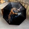 1 PC Automatic Folding Umbrella - Tiger Hunting Its Prey Pattern, Portable & Foldable Design with 8 Ribs, Christmas Birthday Gifts