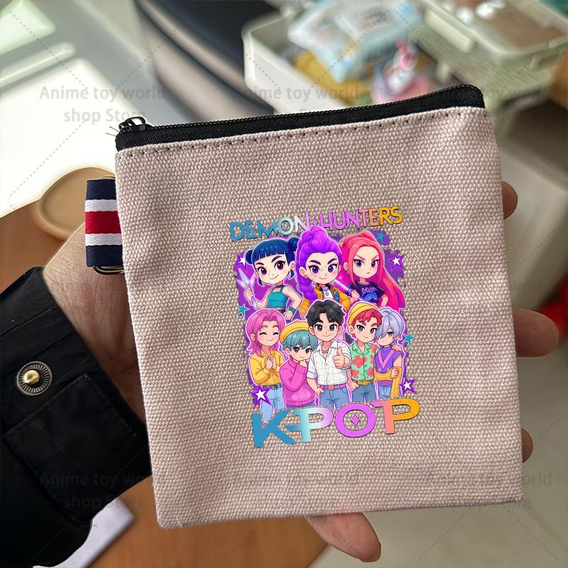 KPop Demon Hunters Makeup Bag Women Cute Anime Canvas Multicolored Pencil Case Zipper Hand-carried Finishing Storage Bags Gift