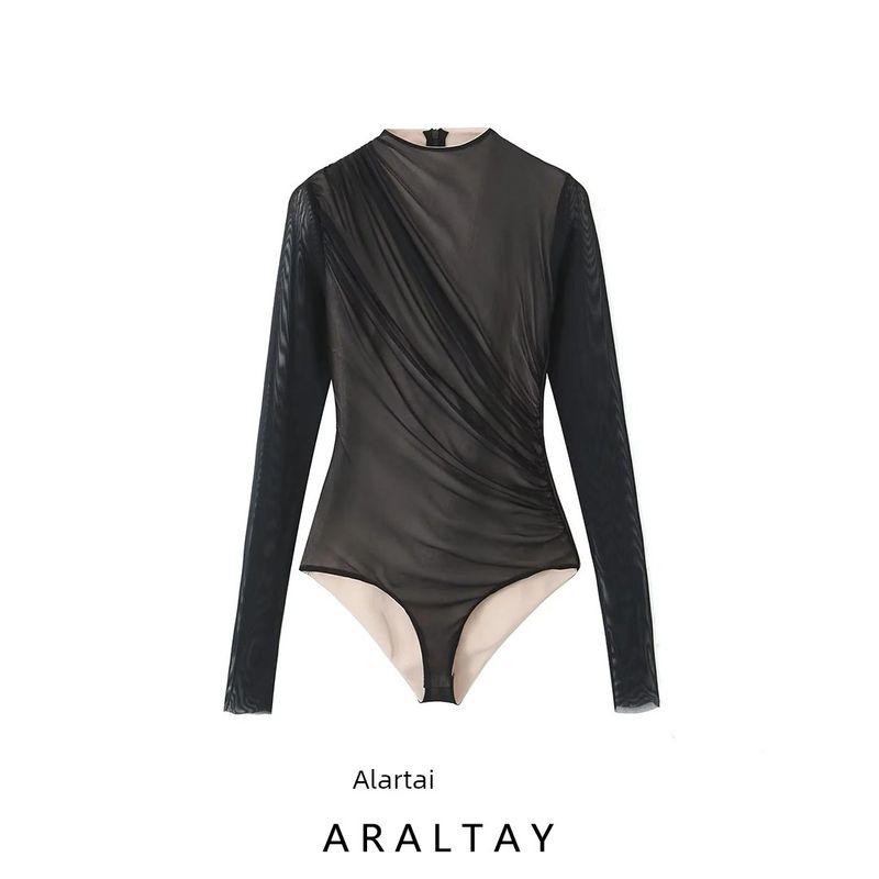 Araltay New Arrival Fashion Style Women's Clothing Fashion Ruched Decoration Silk Net Silm Jumpsuit 3067098 800