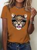 T-shirt d'été vintage pour femme avec imprimé léopard et graphique tigre, manches courtes, respirant, décontracté, col rond, vêtements pour femme