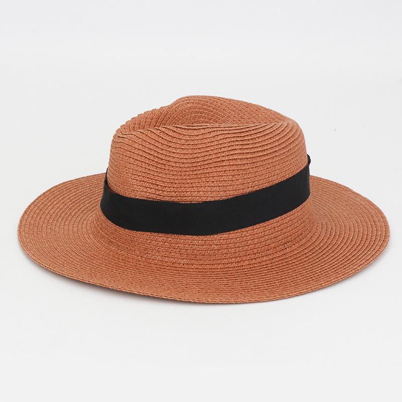 Foldable Wide Brim Raffia Panama Straw Sun Hat with Square Buckle - Breathable, UV Protection for Outdoors