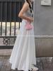 2024 Women's White A-Line Skirt: Spring/Summer High-End Spliced Design