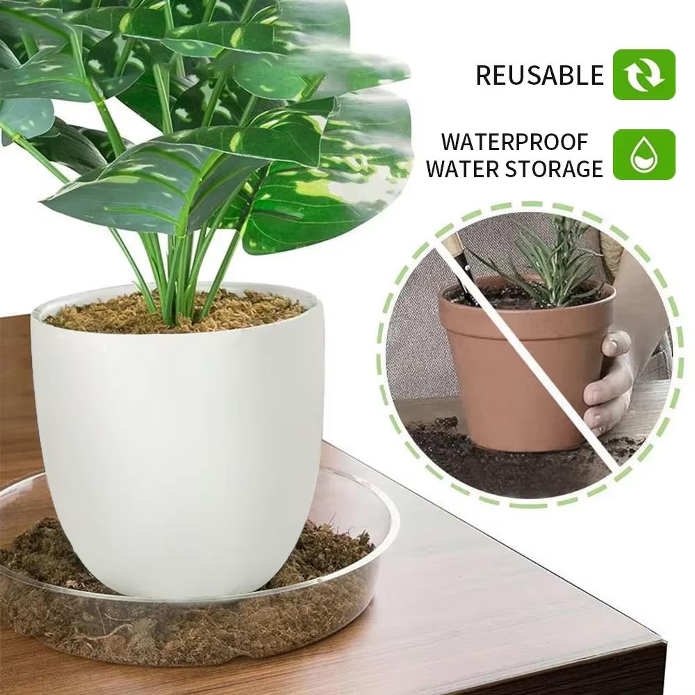 Transparent Horticultural Plant Pot Base Anti-Slip Circular Household Pot Tray Waterproof Plastic Water Storage Stain Drainage