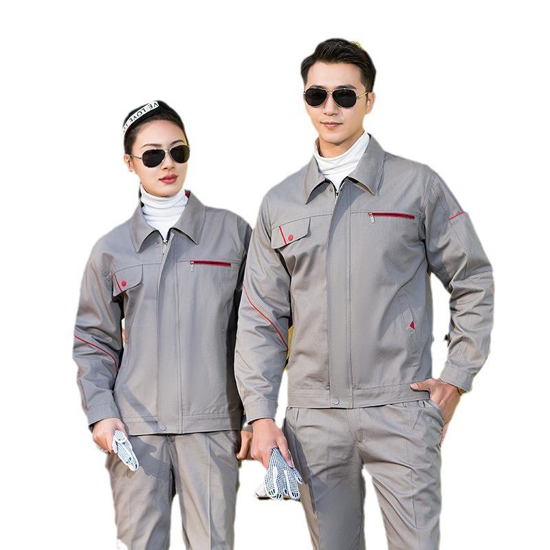 Men's Durable Cotton Workwear Set - Autumn/Winter Protective Welding & Auto Repair Uniform with Print Embroidery
