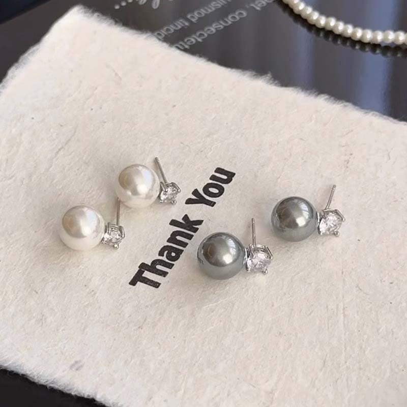 2026 New Arrival White Pearl Zircon Stud Earrings For Women Elegant Sweet Simulated-Pearl Temperament Earrings Zircon Gifts