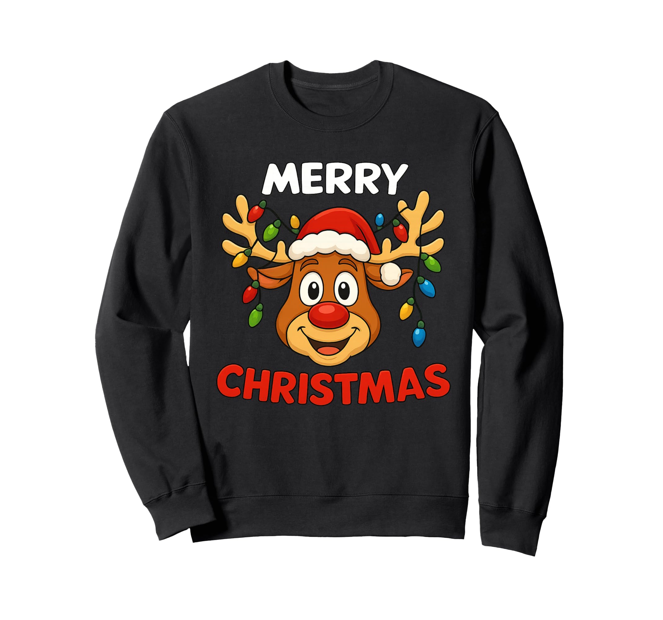 

Cute Christmas Shirt with and Snowman Gift Sweatshirt Santa, Reindeer, Designs, чорний