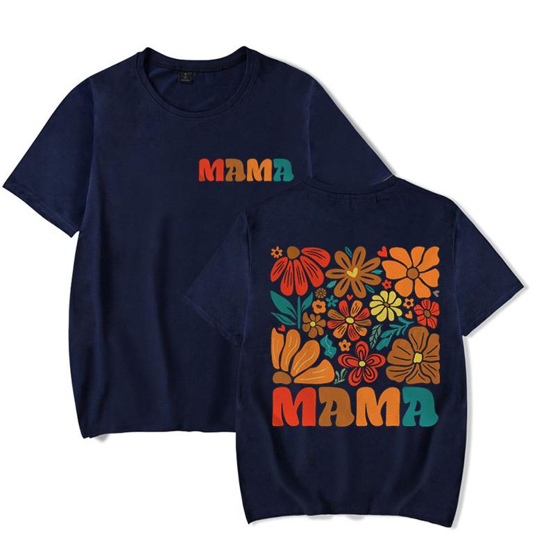 Hot Sale Women Clothing Mama Flower Boho Vintage T-Shirts Mother's Day Gift Funny Tee Tops Boho Floral Mama Short Sleeve T-shirt