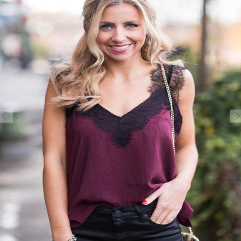 Elegant Women Summer Sleeveless Lace Mesh Loose Vests V-neck Cami Soft Tanks Top