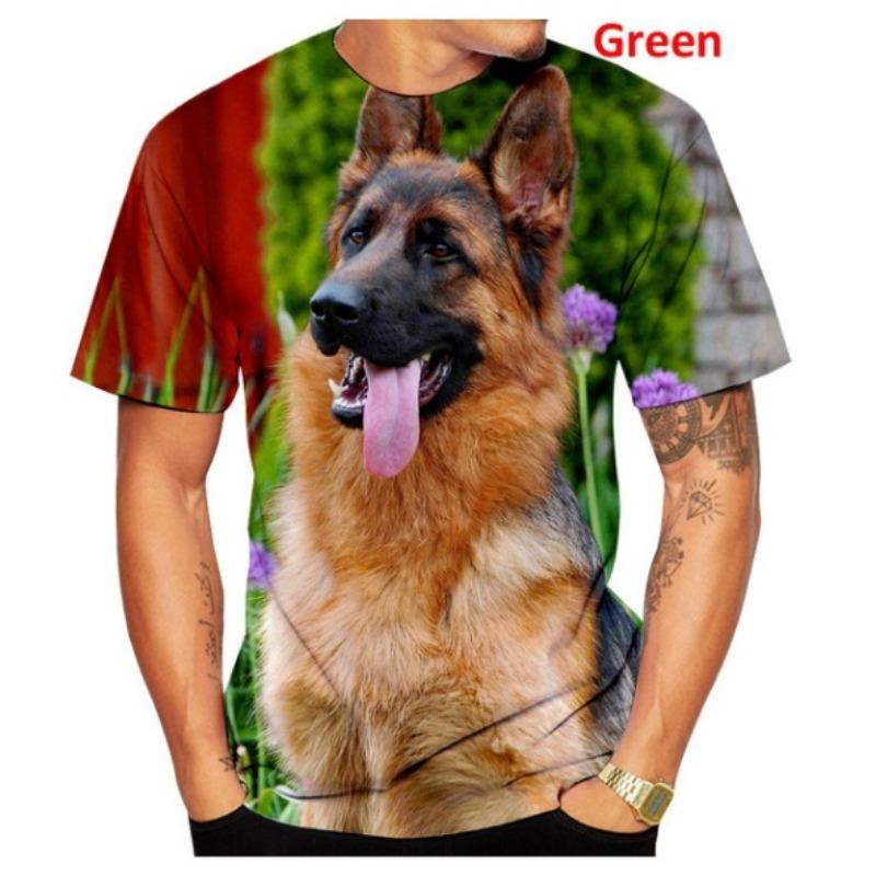 

2024 Мужская летняя новая модная унисекс забавная футболка с 3D-принтом с изображением собаки Милая немецкая овчарка 3D-принтом футболка 4XL