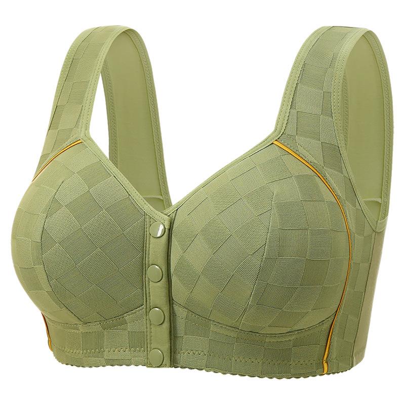 Plus Size Bra for Mature Women Front Closure Fixed Cup Thin Wireless Tank Top Bra Comfortable Supportive Full Coverage Everyday Underwear