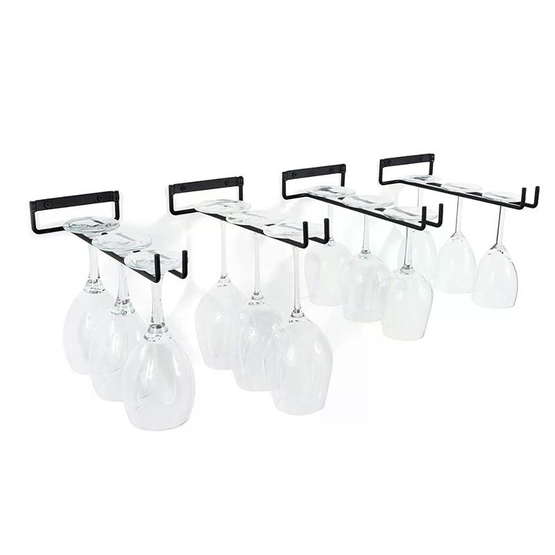 Wall Mount Wine Glass Holder Under Cabinet Wine Glass Holder Hanger Organizer Convenience Hanging Stemware Holder For Kitchen