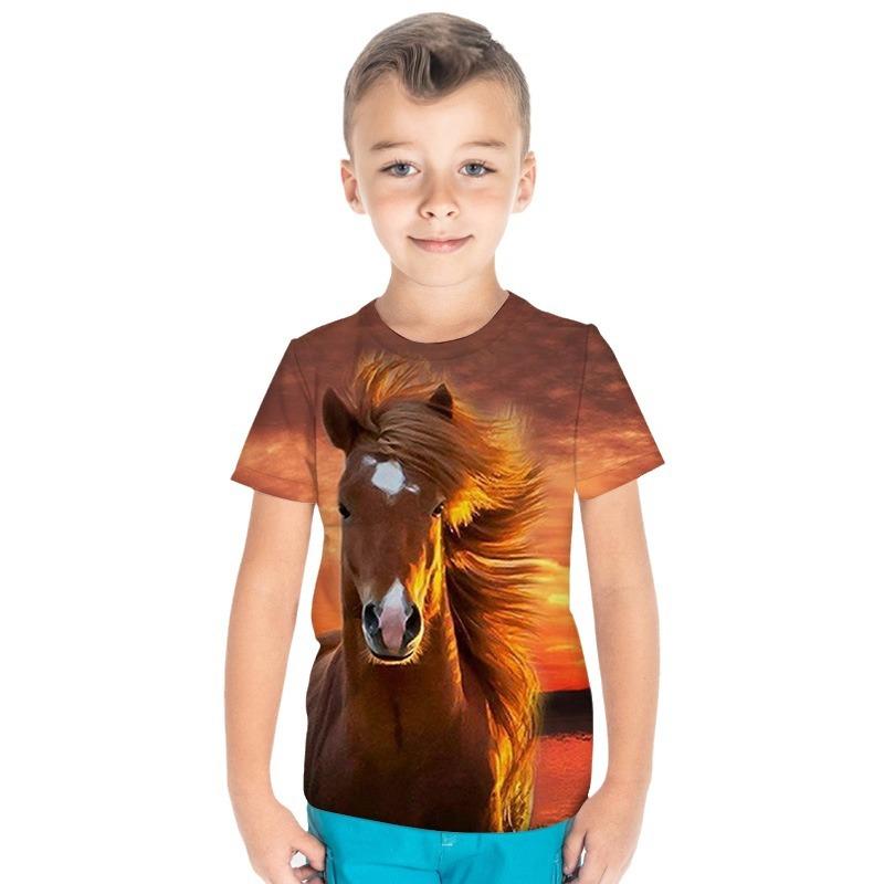 Kids T-shirt 3d Print New Animal Series 3D Digital Printed Children's Clothing Short Sleeved T-shirt Children's T-shirt