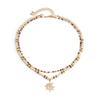 Fashionable Men Coconut Shell Beaded Necklace Hip Hop Sun Pendant Choker Chain Jewelry