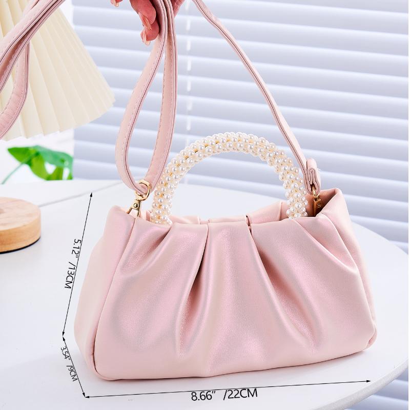 Henkeltaschen für Damen  Neue Süße Mädchen Mode Handtaschen Schlichte Damen Plissierte Leder Umhängetaschen Damen Abendtaschen