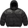 Leather Yoke Puffer Jacket Black