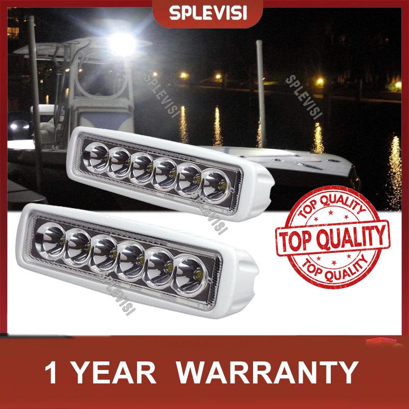 2pcs 12V 6 LED Deck Marine Spreader Flood Spot Light White Boat Yacht T-Top Lights IP67 Waterproof Pontoon Fishing 12V White