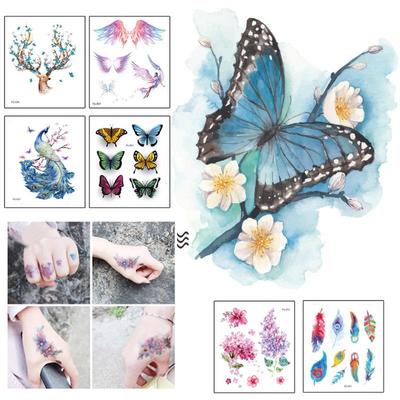 Women Flowers Temporary Tattoo Stickers Waterproof Arm Body Art Sticker Disposable Butterfly Tatouage Temporaire