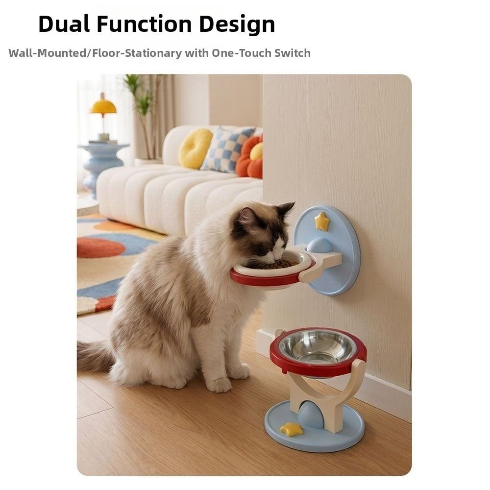 Adjustable Angle Cat Bowl 304 Stainless Steel Pet Feeder Creative Water Food Bowl Indoor
