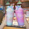 Carina Borraccia Unicorno Borraccia in Plastica con Cannuccia Stile Coreano Carina Estiva Fresca Tazza Ghiacciata per Latte Caffè Tazza da Tè