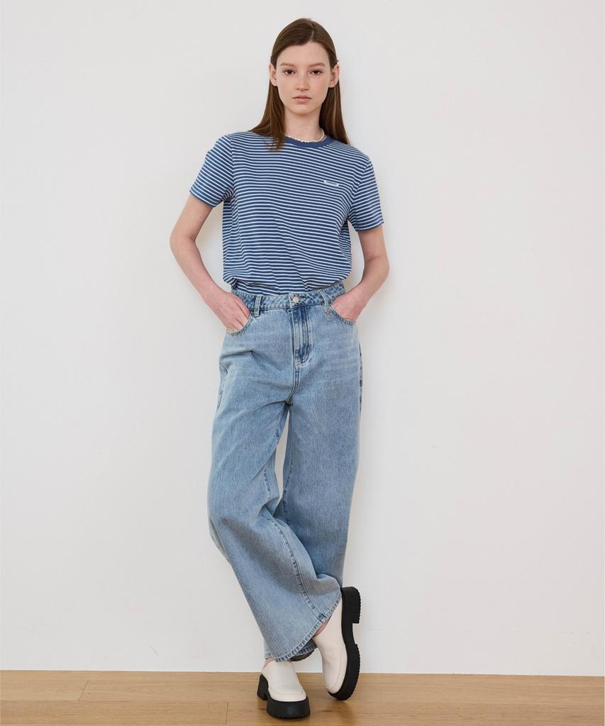 COVERNAT WOMAN Striped T-Shirt Navy