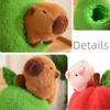 Stuffed Capybara Plushie In Avocado Cushion Soft Fuzzy Plush Pig Hiding In Apple Plush Capibara Toy Throw Pillow Birthday Gift