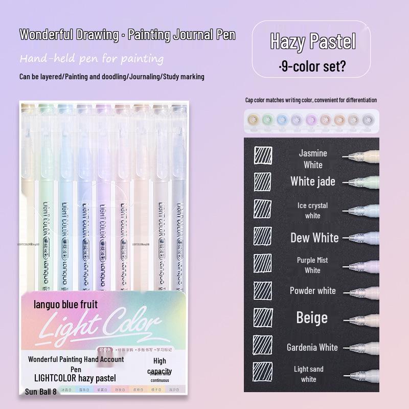 Blue Fruit Nine-Color Gel Journal Pens for Students - Doodle, Color, and Highlight with Fluorescent Markers