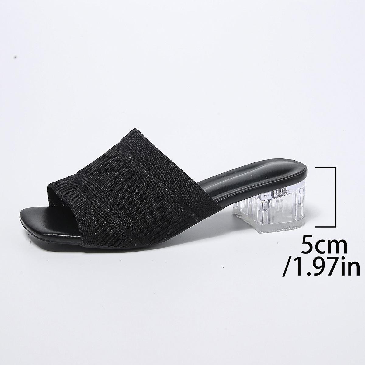 

High-heeled slippers women s outer wear 2025 spring and summer new fashion temperament crystal and cool slippers fairy one-word drag 35 чёрный