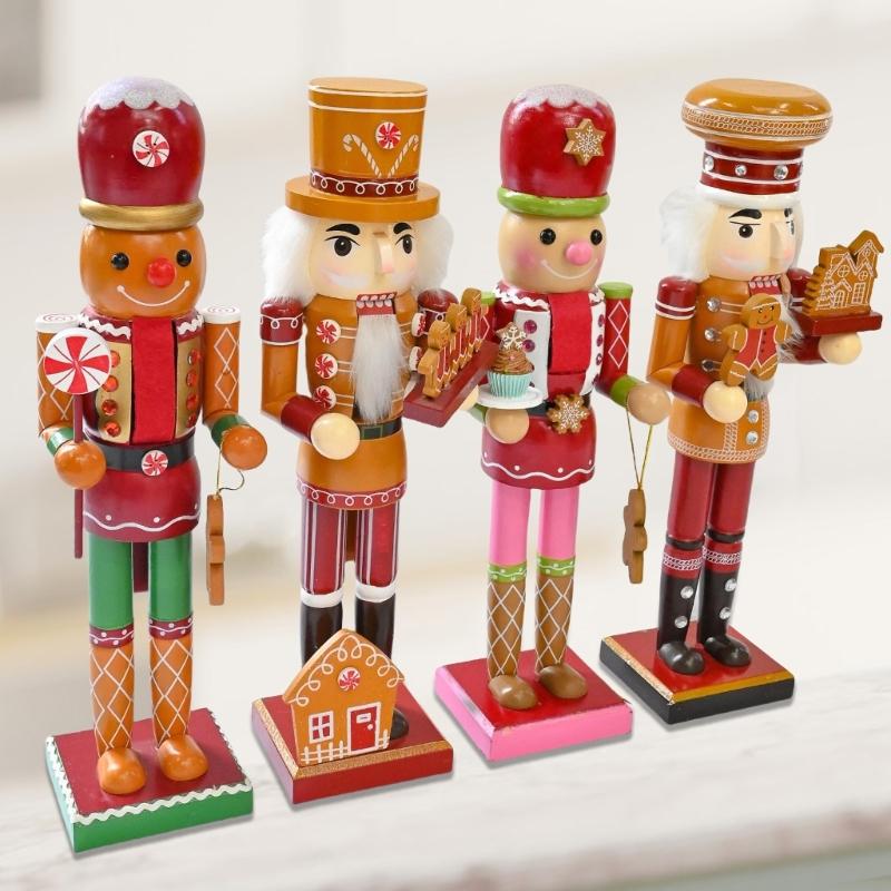 Festival Nutcrackers Soldier Ornament Delicate Christmas Wood Nutcrackers Soldiers Hand Painted Festival Decoration