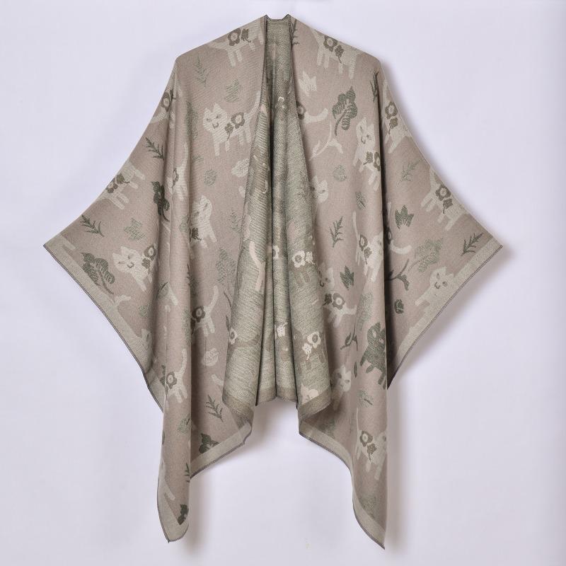 

New women s imitation cashmere scarf shawl cartoon double-sided jacquard cardigan i 130x150cm
