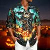 Men's Casual Long Sleeve Shirt with Halloween Print for Spring Fall