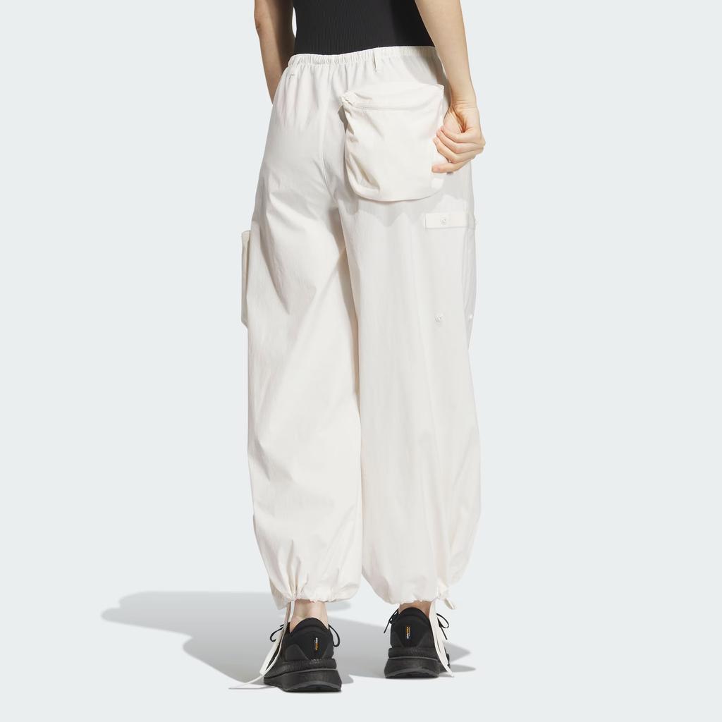 Adidas Future Style Woven Pants Solid Color Cargo Pocket Loose Woven Sports Pants Women Pants Pink White JD9901